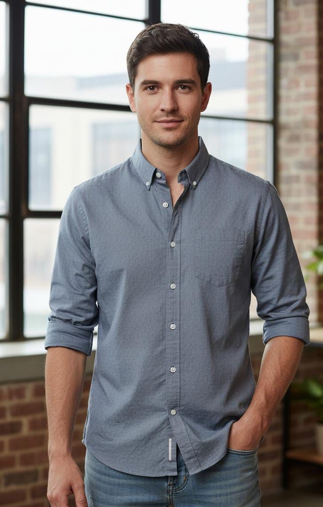 BANANA CAMISA GRIS CUADROS HOMBRE