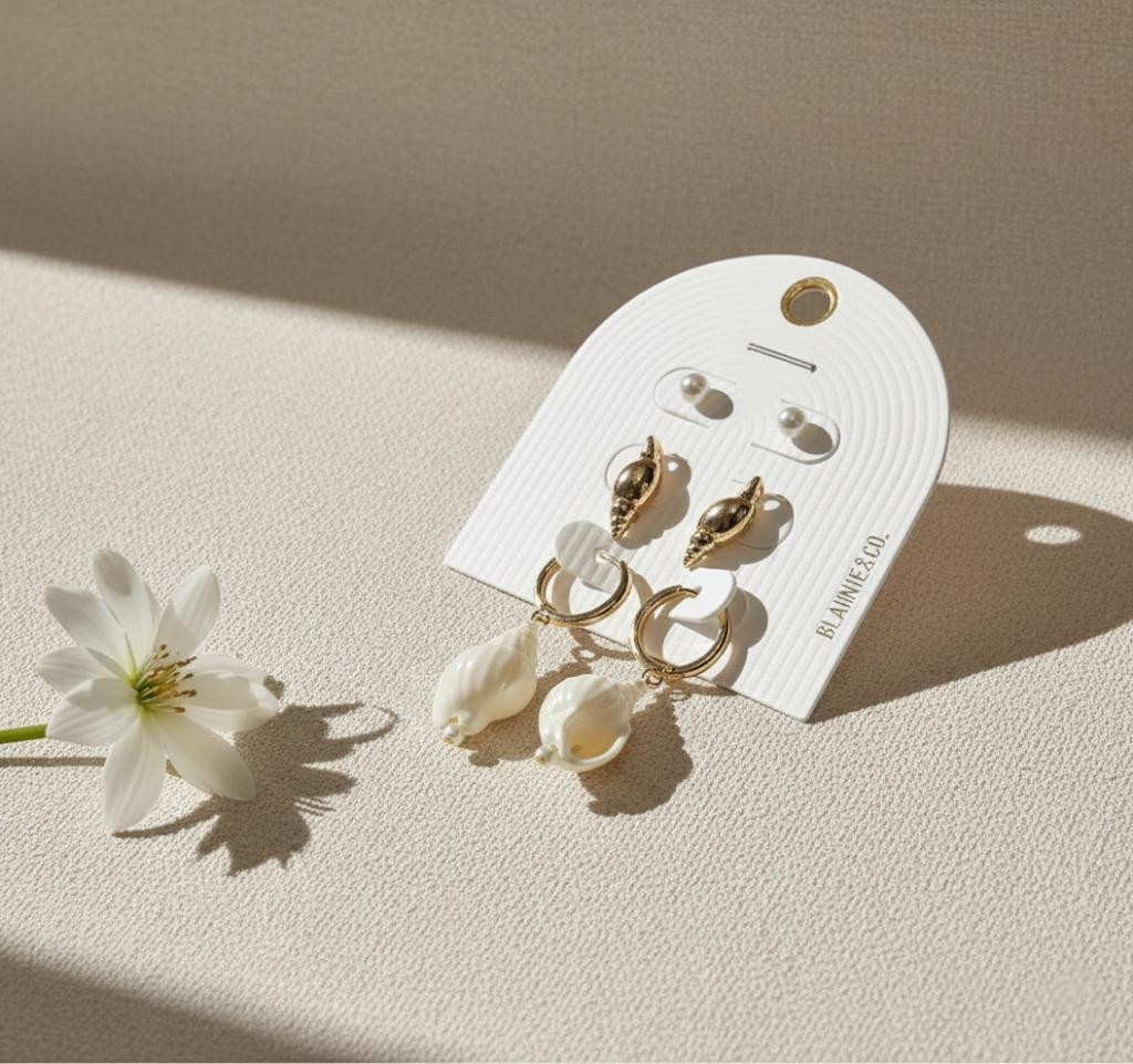 BLANCHE SET ARETES CARACOL 3PZS