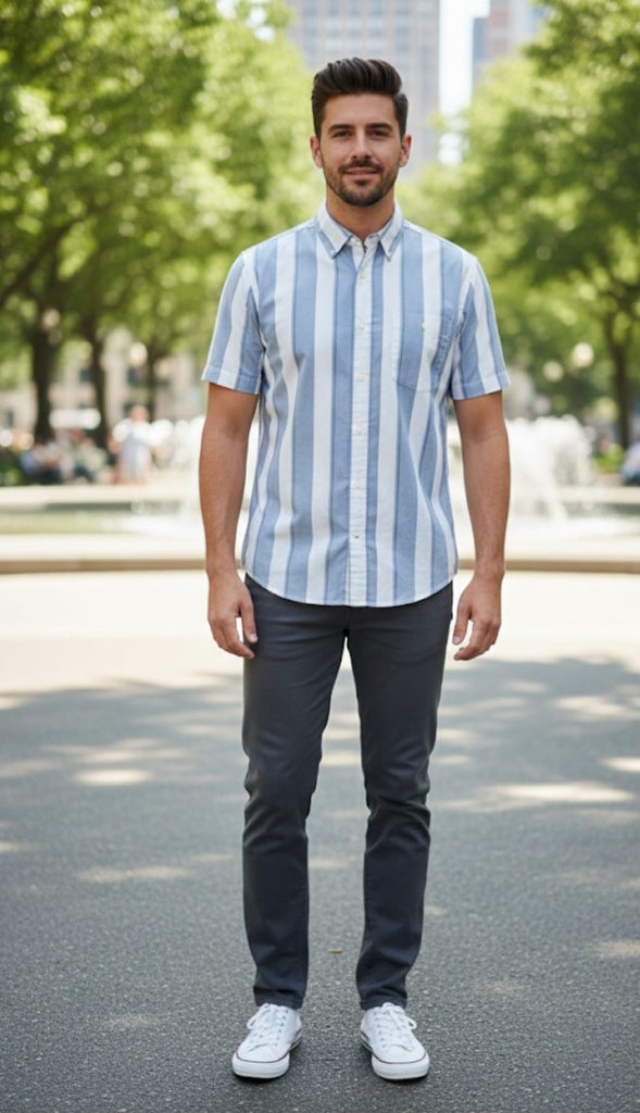 GAP CAMISA RAYAS CELESTE-BLANCO HOMBRE