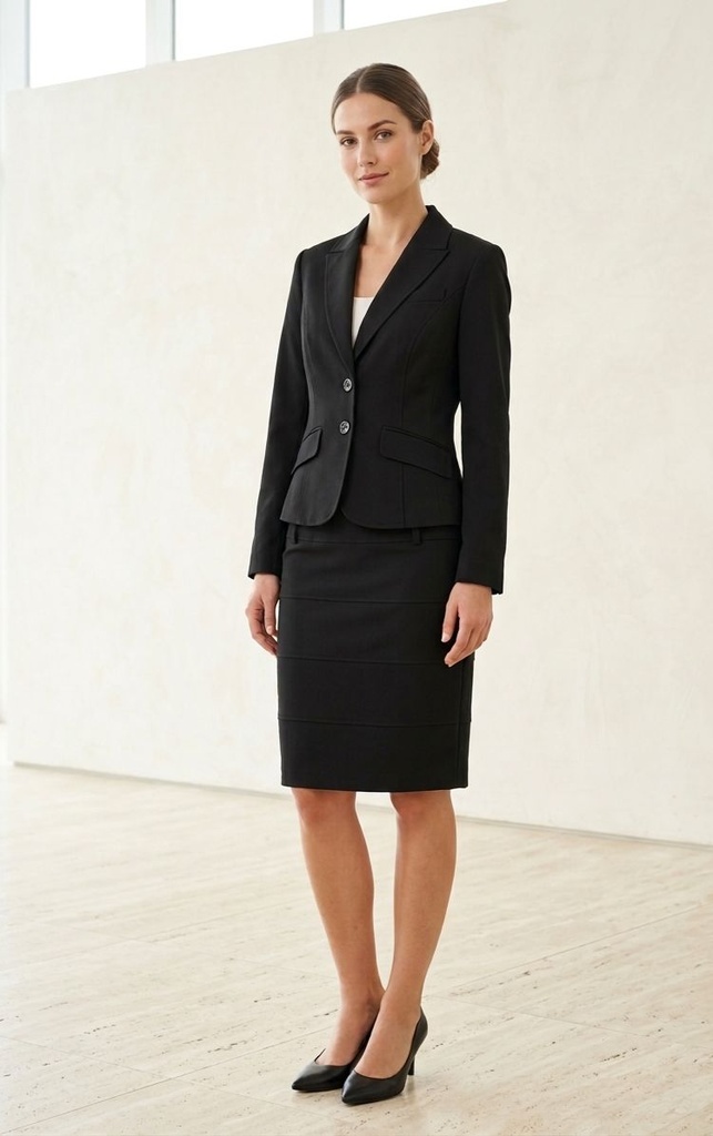 ACCECANTE TRAJE CHAQUETA-FALDA 2pz NEGRO