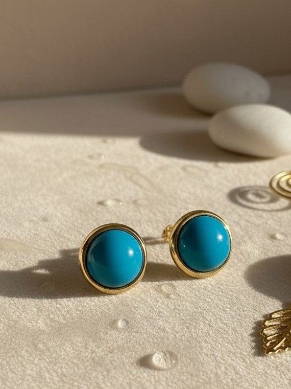 ARETES ENCHAPE OVALADO TURQUEZA