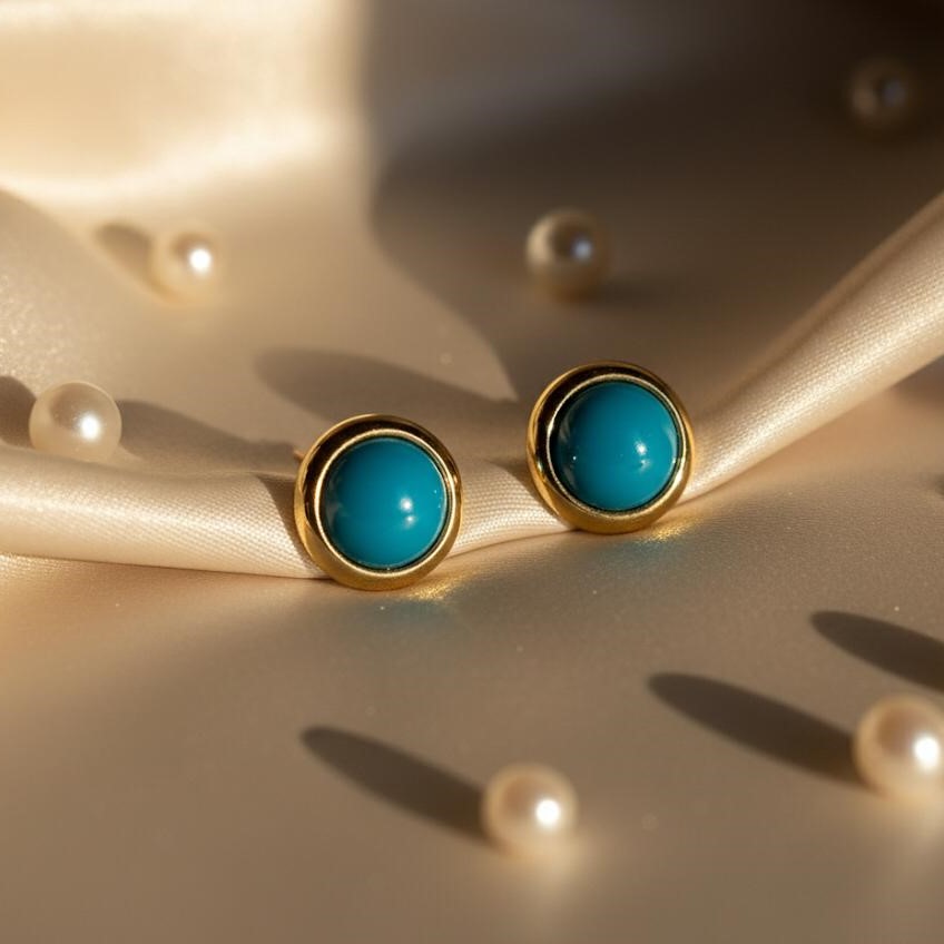 ARETES ENCHAPE TURQUEZA PEQUE