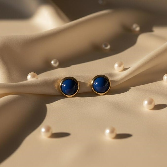 ARETES ENCHAPE AZUL-DRD PEQUE