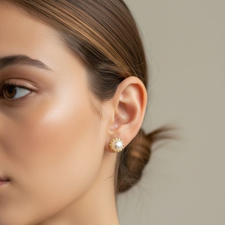 ARETES ENCHAPE PERLA-DORADO PEQUE.