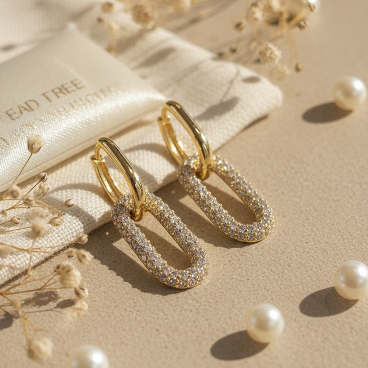 ARETES ENCHAPE RECTANGULAR BRILLA