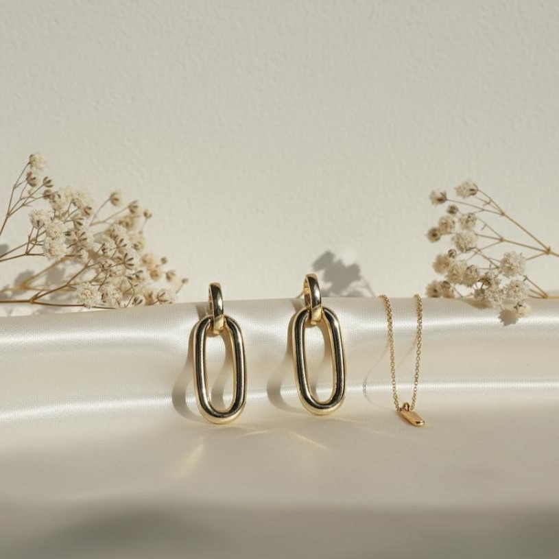 ARETES ENCHAPE OVALADO DRD MUJER