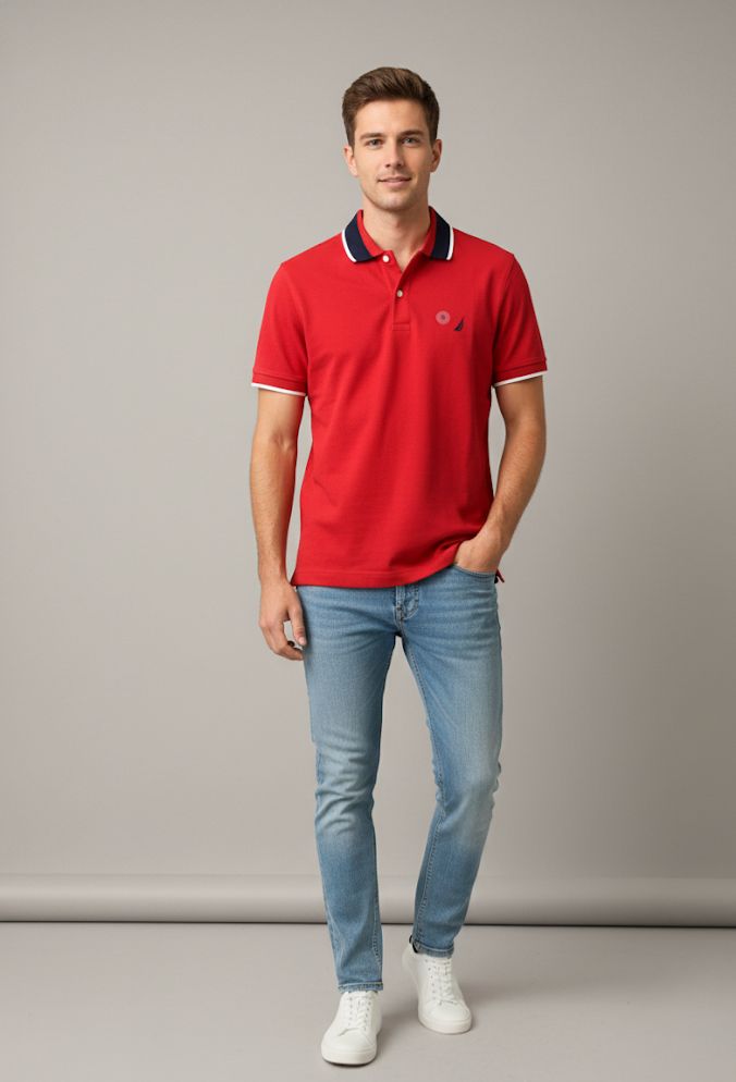 NAUTICA CAMISA C. POLO ROJA