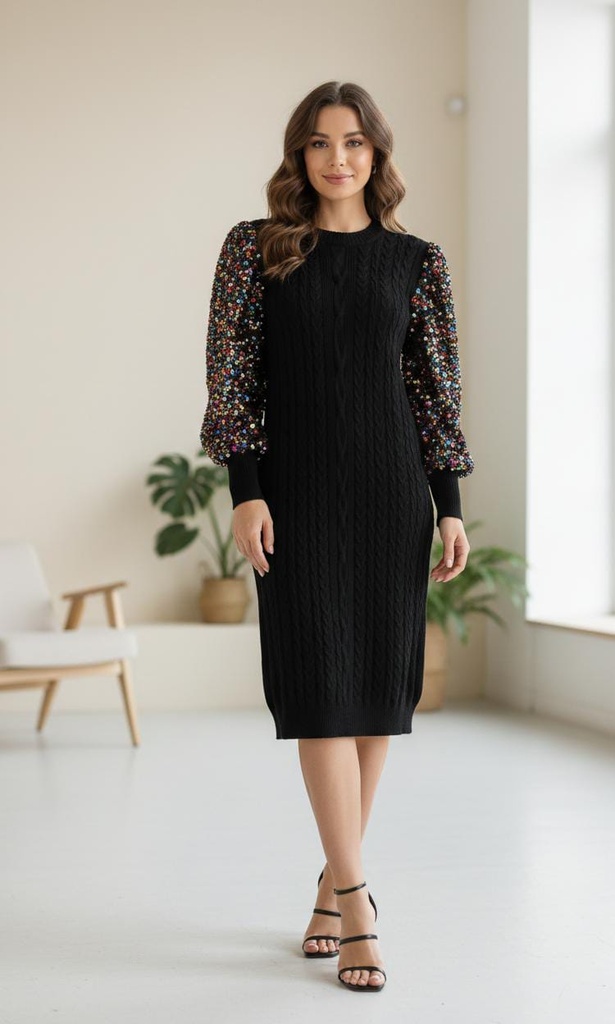 PASTEL VESTIDO NEGRO LENTEJUELA