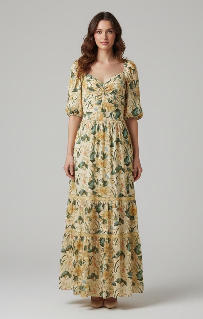 MAISON TARA VESTDIO AMARILLO FLRS COLORE