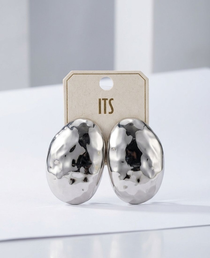 ITS ARETES PLATEADO OVALADO GRANDE