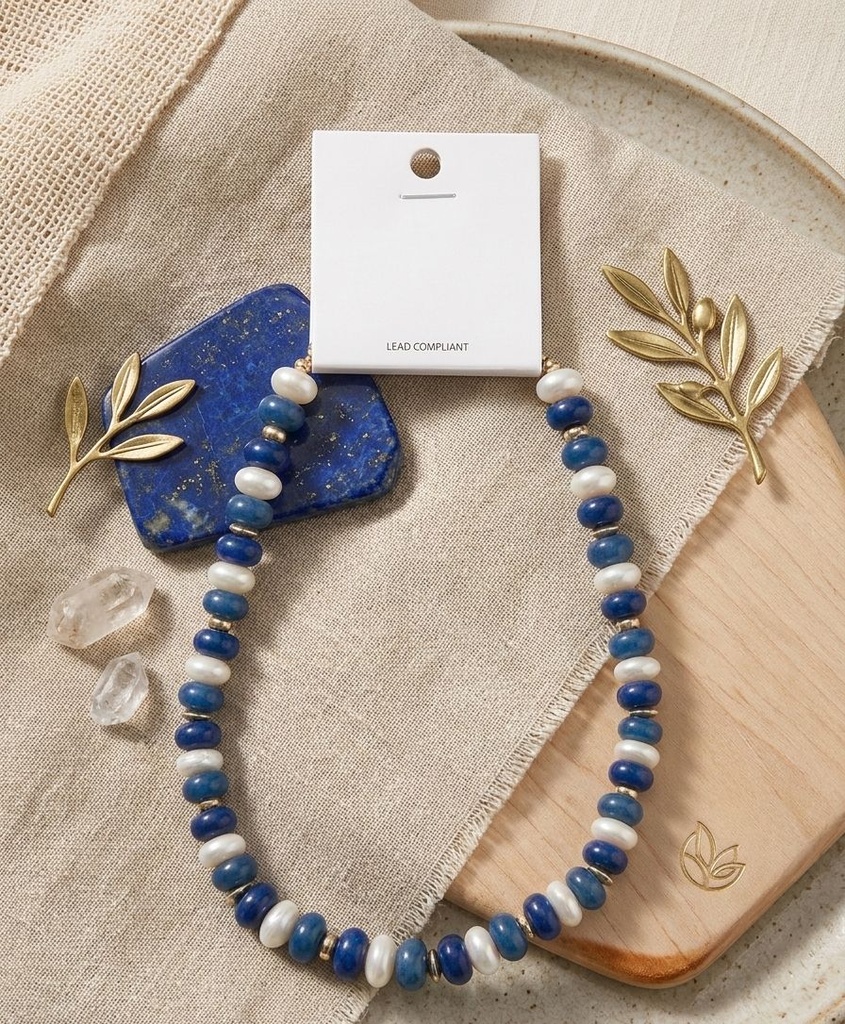 LEAD COLLAR PERLAS AZUL-BLANCO