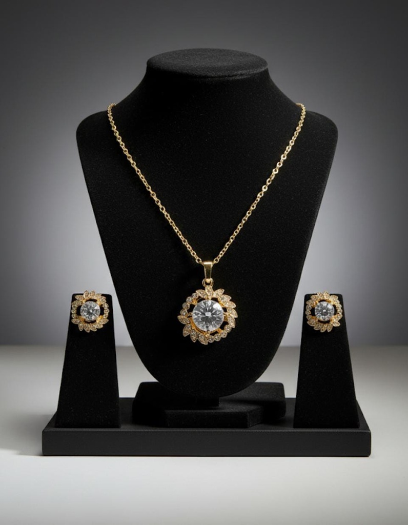 SET ARETES-ARGOLLA FLR DRD PIEDRA