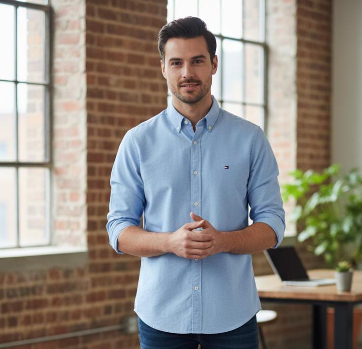 TOMMY CAMISA CELESTE HOMBRE 78J6791C