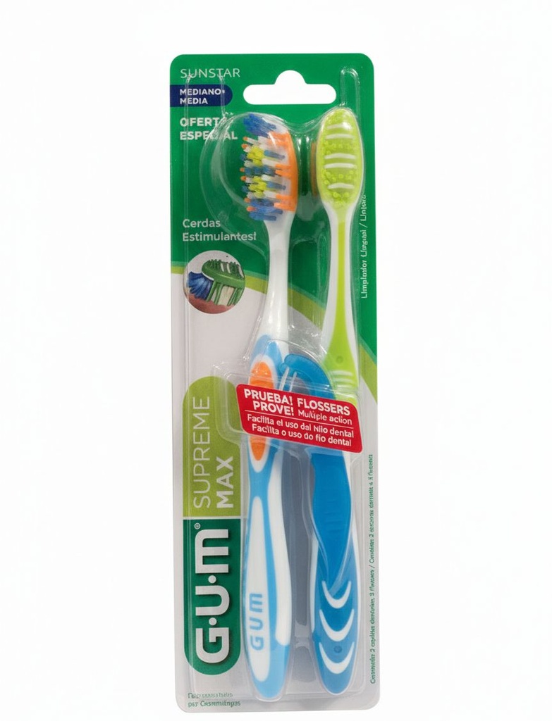 GUM CEPILLO DENTAL MEDIA 2pzs
