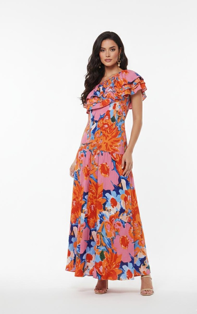 LC VESTIDO FLOREADO LARGO LC1804