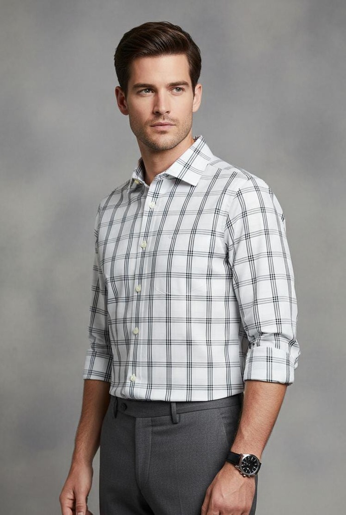 BANANA CAMISA BLANCO-GRIS. HOMBRE 801243BL