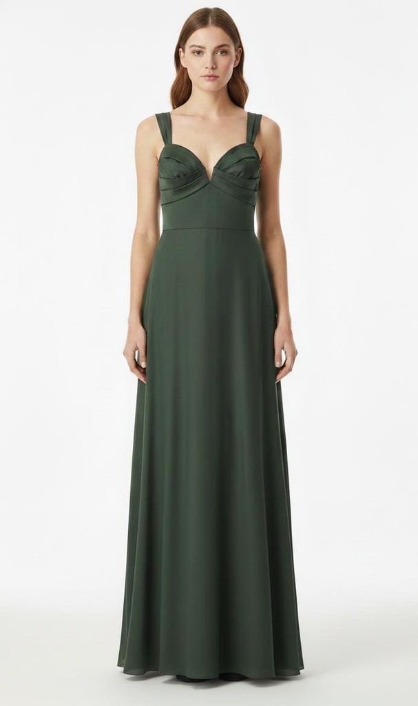 MANUJI VESTIDO VERDE OLIVO LARGO MF23005