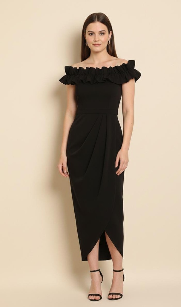 XSCAPE VESTIDO NEGRO LARGO MUJER