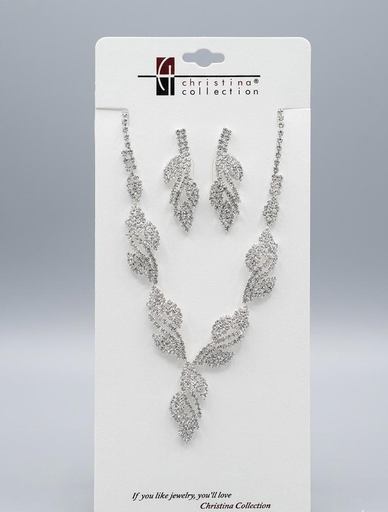 CHRISTINA COLLAR ARETES HOJAS PLATEADO