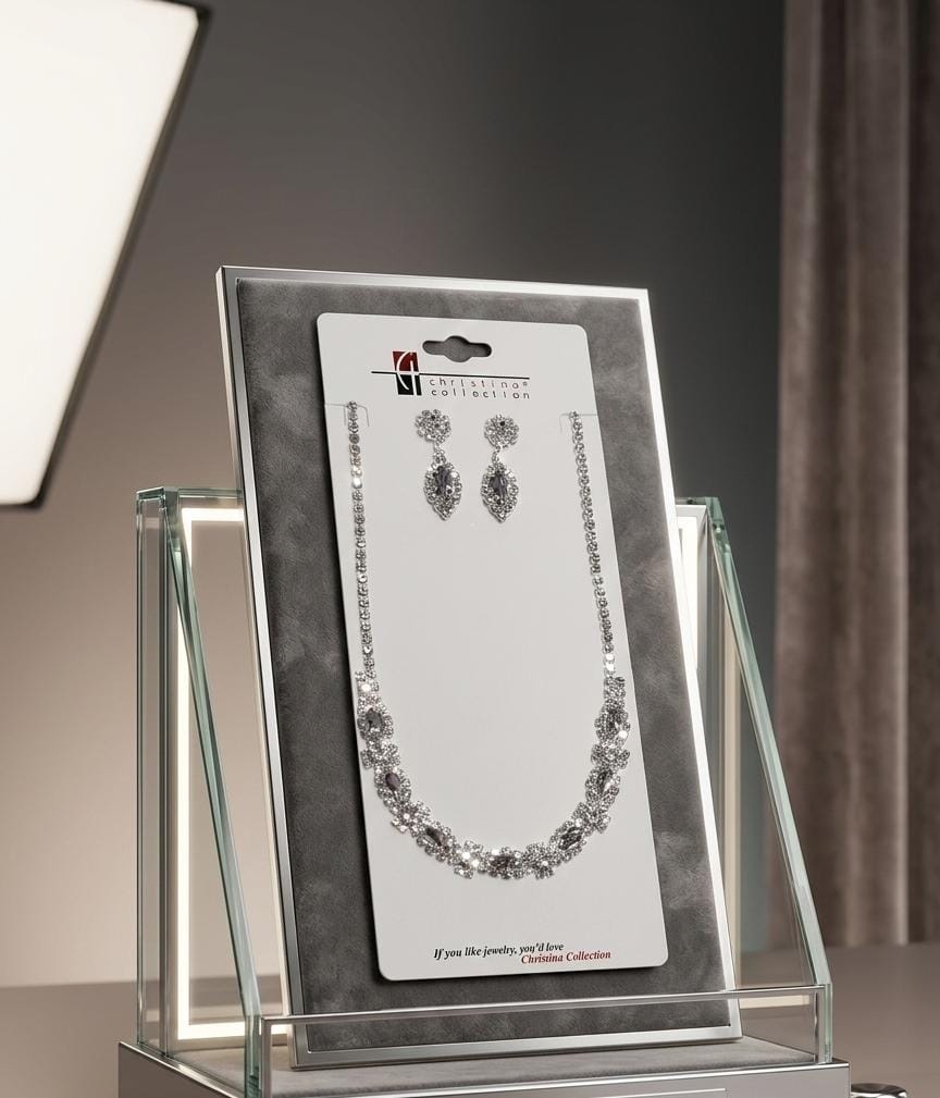 CHRISTINA COLLAR-ARETES PLATEADO