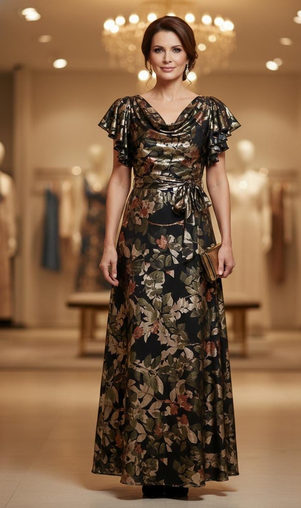 MAISON TARA VESTIDO NEGRO FLRS VRD-DRD 85522MA