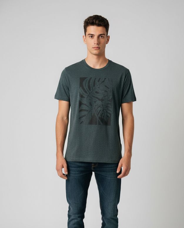 BANANA CAMISETA VERDE HOJAS HOMBRE 860848