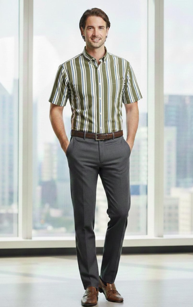 GAP CAMISA RAYAS VERDE OLIVO-BLANCO 878725V