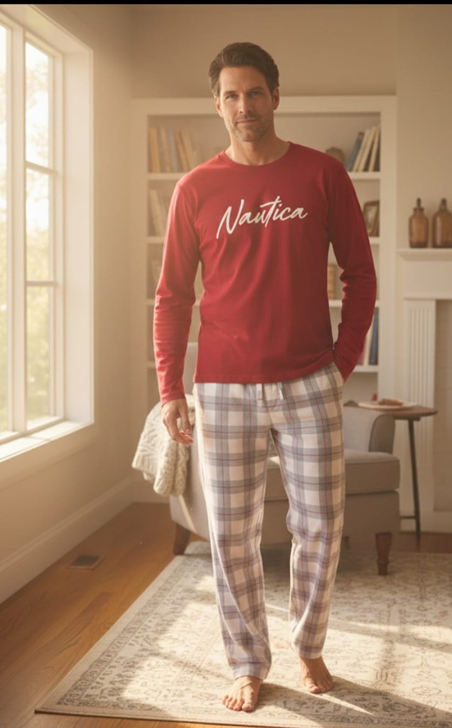 NAUTICA PIJAMA HOMBRE 2 PC ROJA NT7272OF