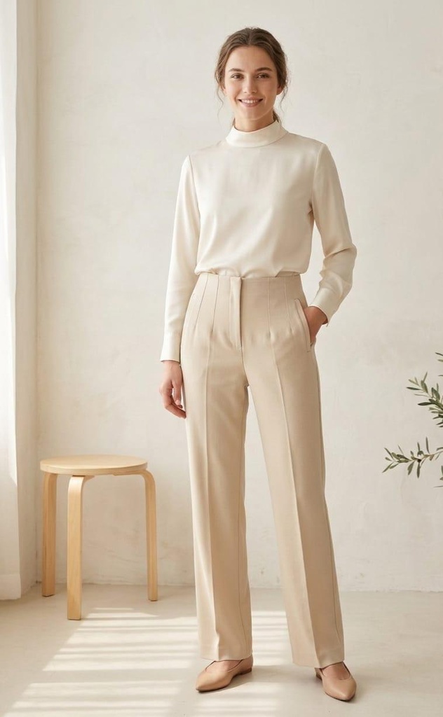 MICHEL PANTALON BEIGE RECTO MUJER 9511B