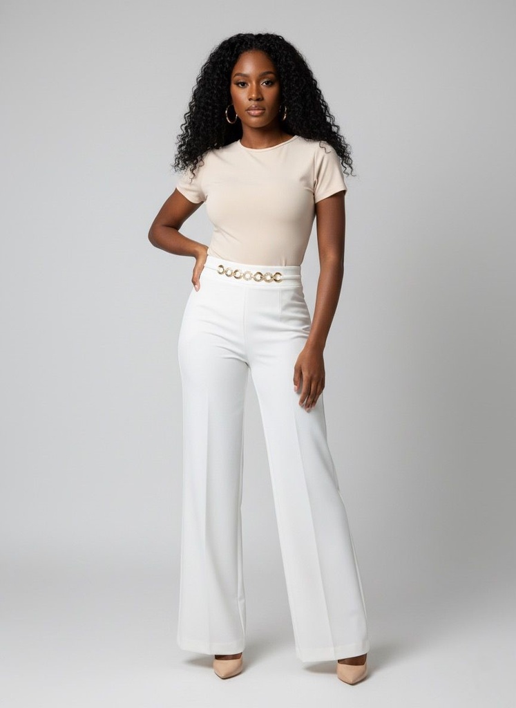 MICHEL PANTALON BLANCO RECTO MUJER 9566B