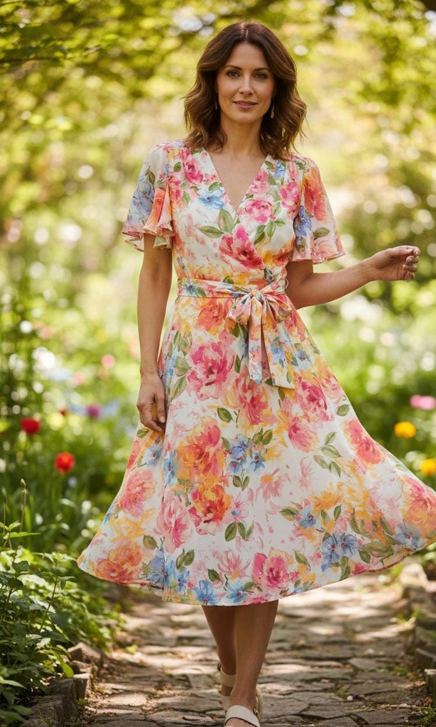 SHELBY&PALMER VESTIDO FLORES COLORES A6839