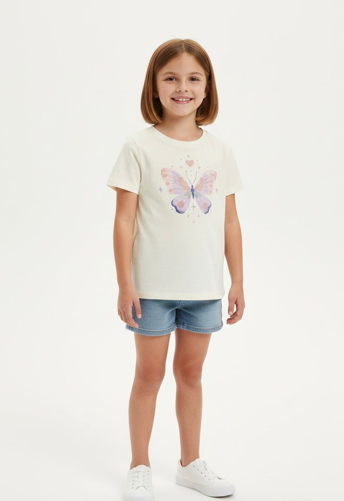 CARTER´S CAMISETA CREMA MARIPOSA NIÑA