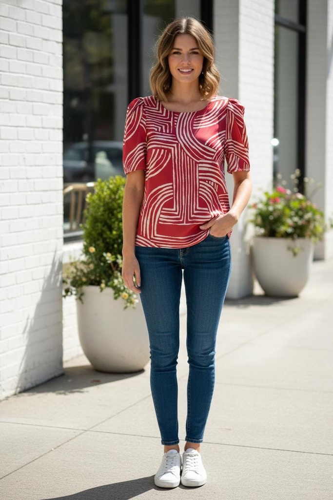 MICHEL BLUSA ROJO-BEIGE ZZ43768R