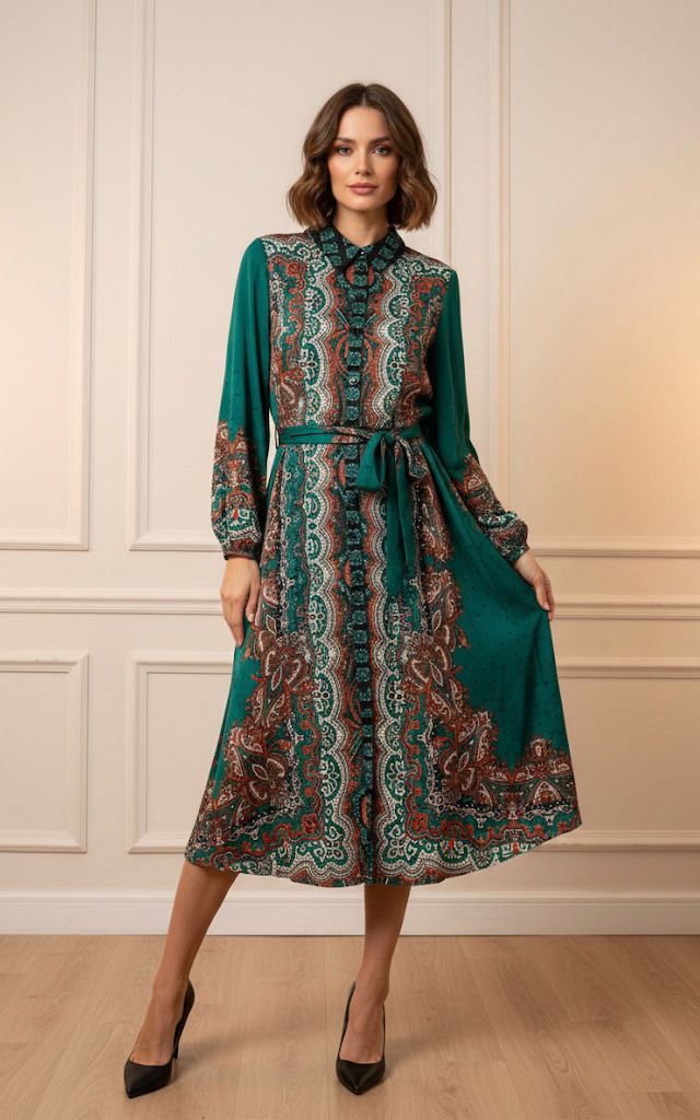 JULIA JORDAN VESTIDO VERDE ESMPATDO