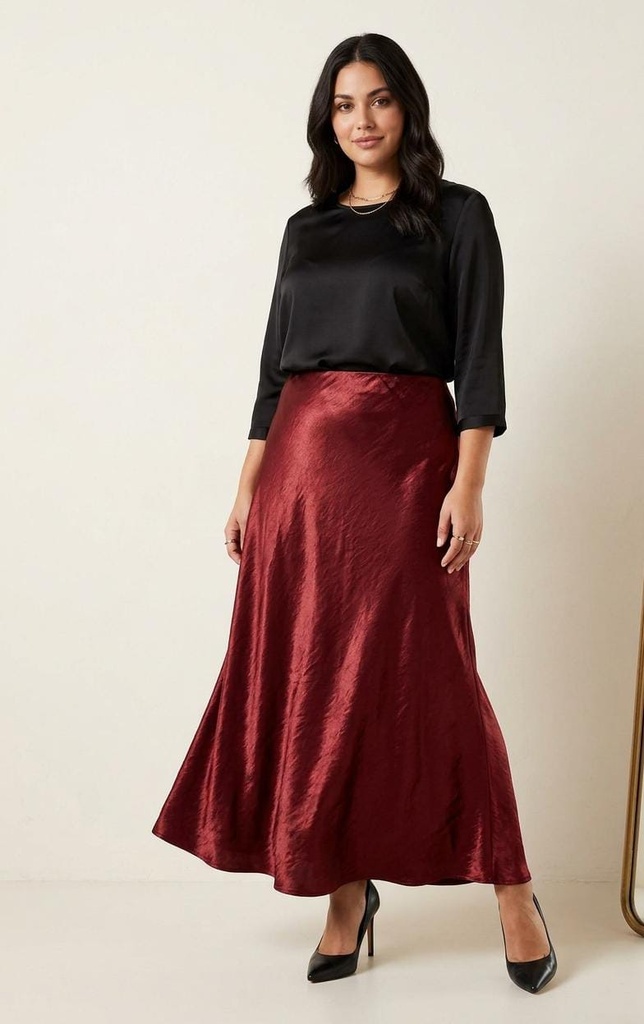 LMASSIMA FALDA VINO SATIN ZZMY9209