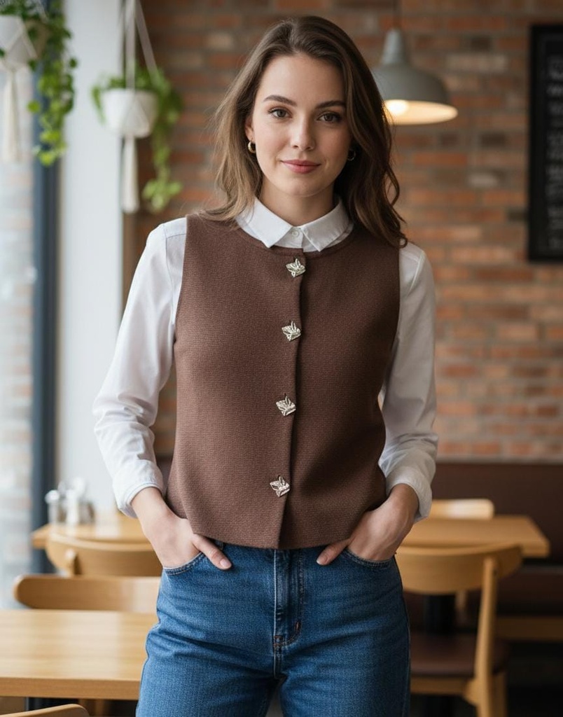 LMASSIMA BLUSA CAFE BRILLOS ZZOS6225C