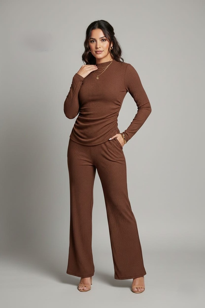 ACTIVE BLUSA-PANTALON CAFE ZZSET14787C