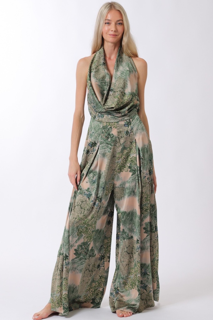 AAKAA JUMPSUIT VERDE FLORES COLORES RA93297H