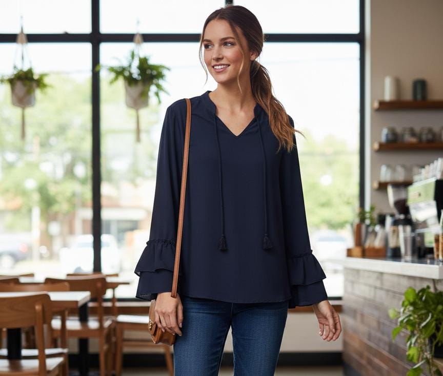 TACERA BLUSA MUJER AZUL MARINO 7086