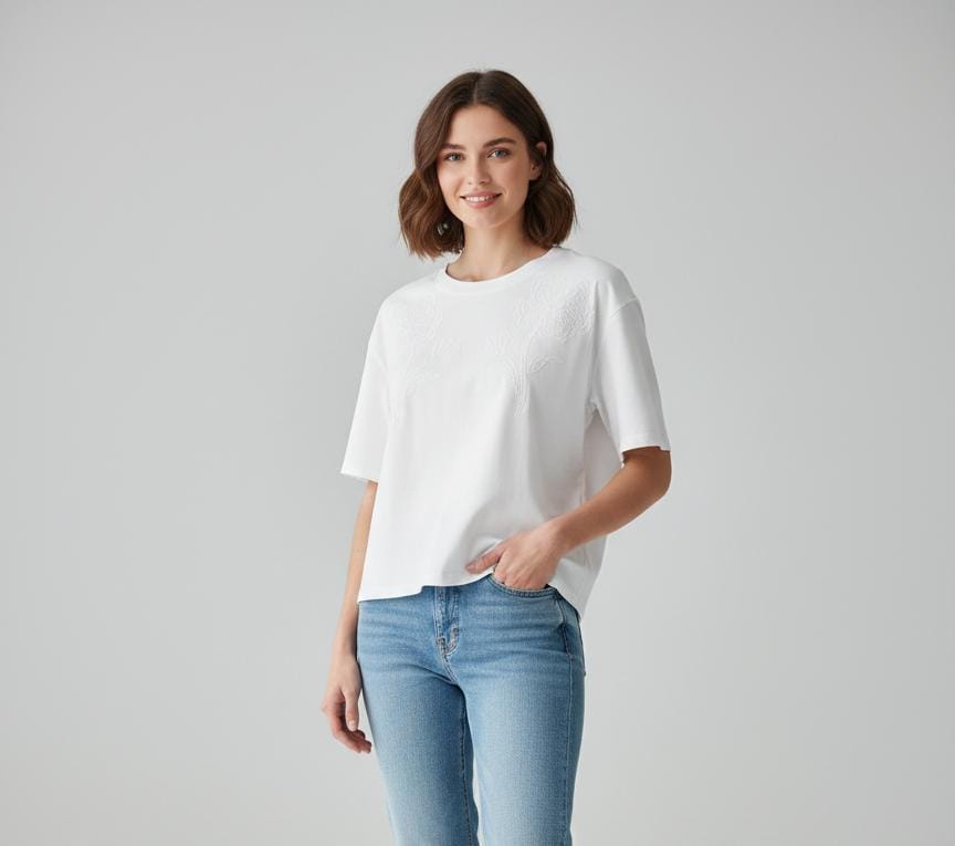 OVER APPAREL BLUSA BLANCO FLRS T8597