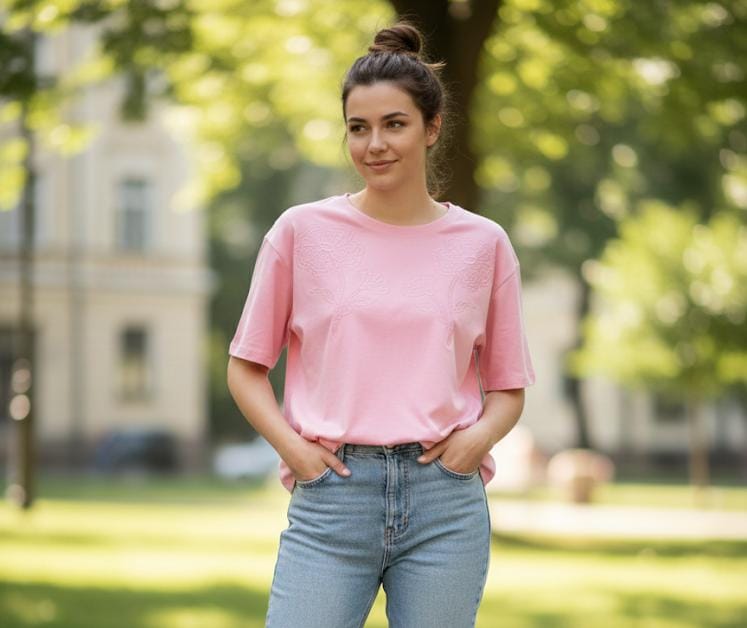 OVER APPAREL BLUSA ROSA FLRS T8597R