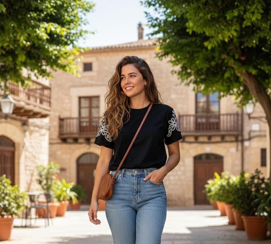 OVER APPAREL BLUSA NEGRO-FLRS T8826