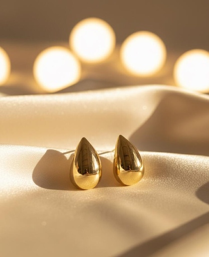 [1018A] ARETES GOTAS DORADO-PLATEADO