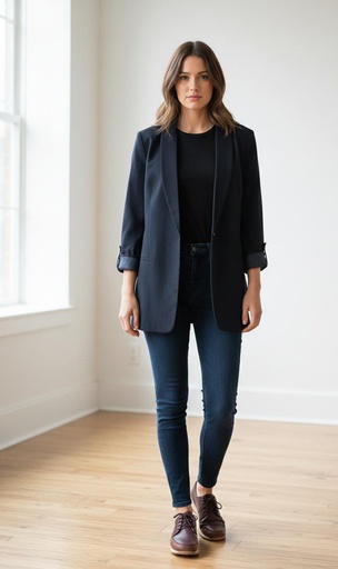 [10877945] ANNE KLEIN BLAZER AZUL M. MUJER