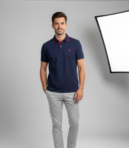 [118716EE] POLO CAMISETA C.P AZUL MARINO-ROJO