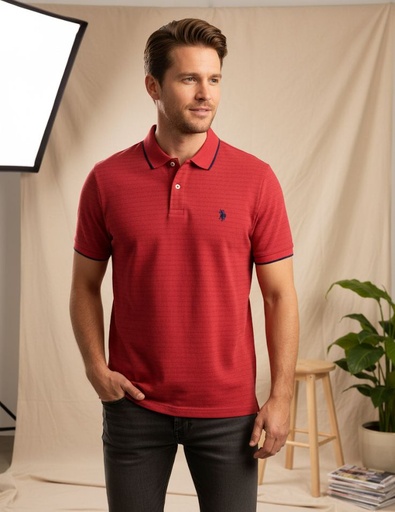 POLO CAMISETA OCRE PNTS AZUL M.