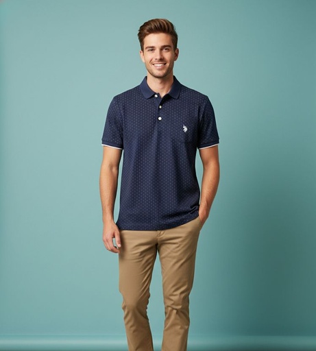 [11C49930] POLO CAMISETA AZUL M.PNTS. BLC HOMBRE
