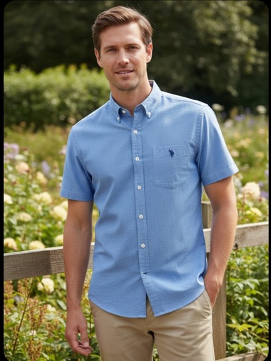 [11D561WD] POLO CAMISA AZUL PUNTS BLC HOMBRE