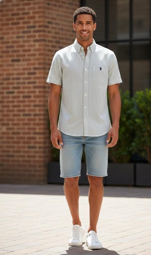 POLO CAMISA VERDE-BLANCO HOMBRE 11D564YA