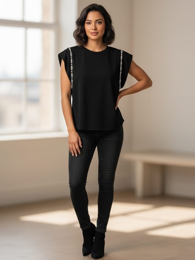 ONTWE BLUSA NEGRO-SILVER MUJER